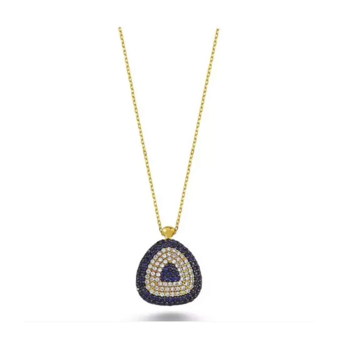 Blue and Silver Zirconia Evil Eye/ Gold Plating