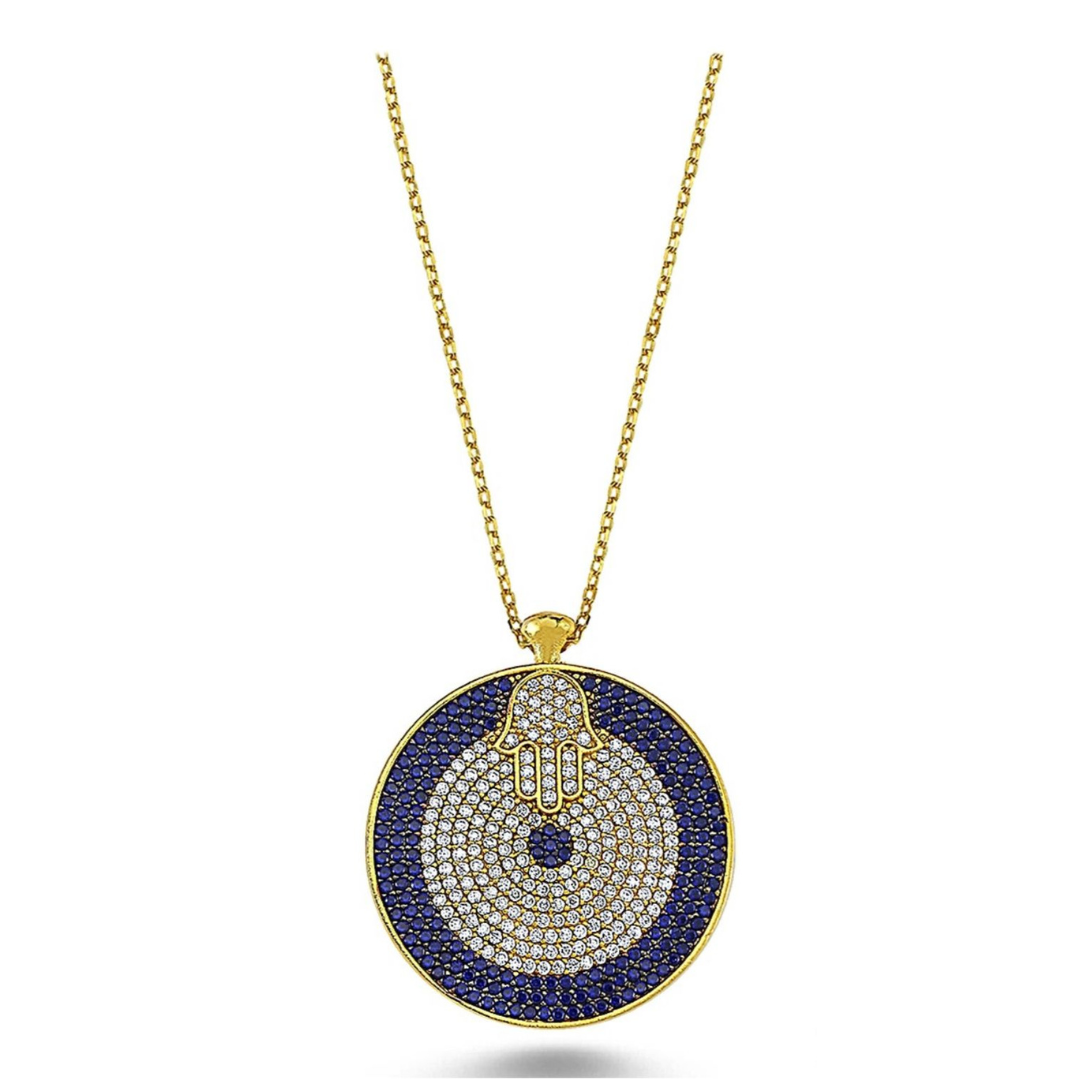 Homsa and Evil Eye Zirconia Studded with Gold Plating